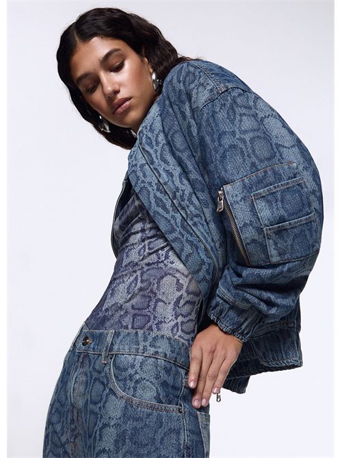 Bomber in denim pitonato LIU JO | UF6509D0397/79154